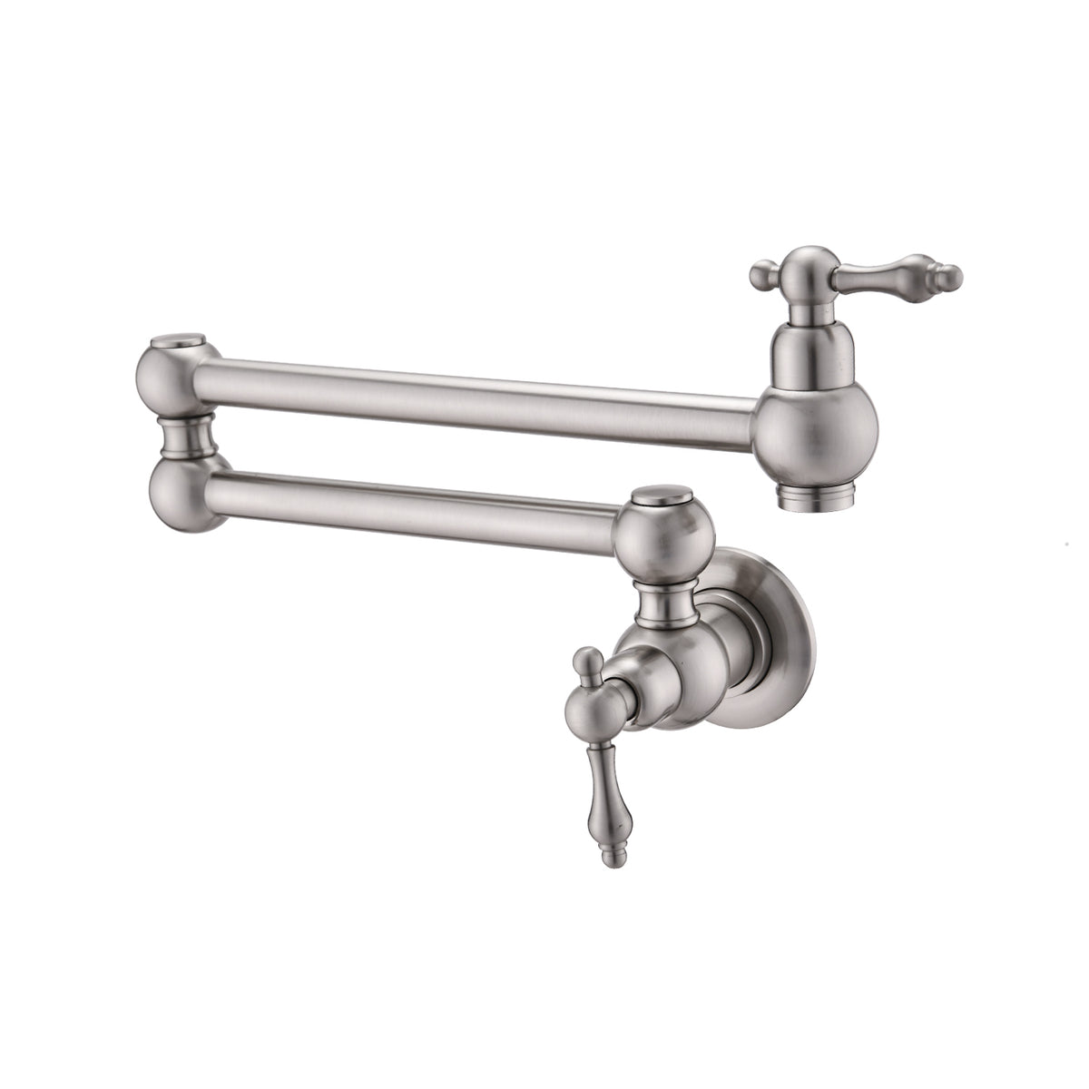 Wall Mount Folding Kitchen Pot Filler Faucet Brushed Nickel Brass