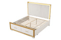 Contemporary Style 4Pc King Bedroom Set Made With Wood & Gold Finish Box Spring Not Required King White Wood 4 Piece Set Bedroom Bed Included,Dresser Included,Mirror Included,Nightstand Included Contemporary,Modern Solid Wood Mdf Built In Lighting Wood