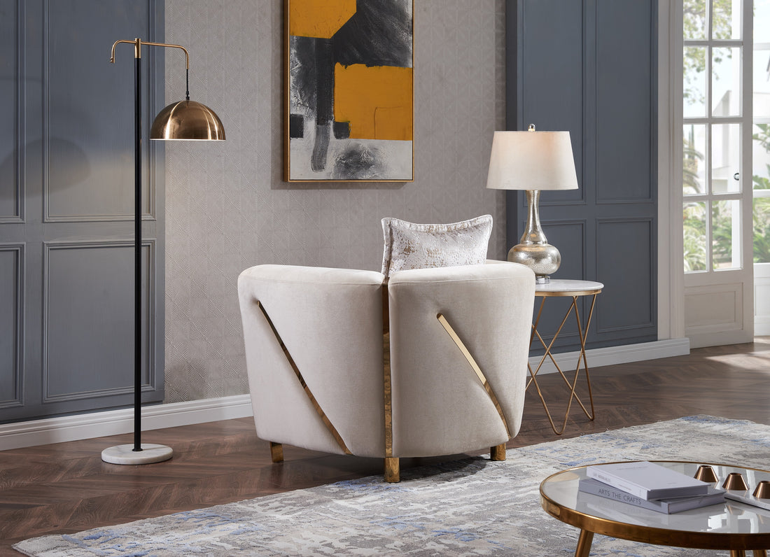 Thick Velvet Fabric Upholstered Chair Made With Wood In Beige Beige Primary Living Space Contemporary,Modern Velvet Wood