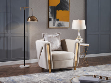 Thick Velvet Fabric Upholstered Chair Made With Wood In Beige Beige Primary Living Space Contemporary,Modern Velvet Wood