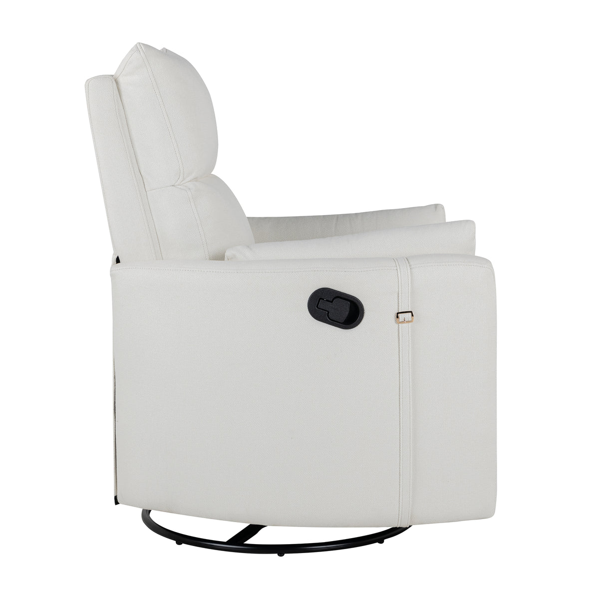 Upholstered Swivel Recliner Manual Rocker Recliner Chair Baby Nursery Chair With Two Removable Pillows For Living Room, Beige Beige Foam Linen