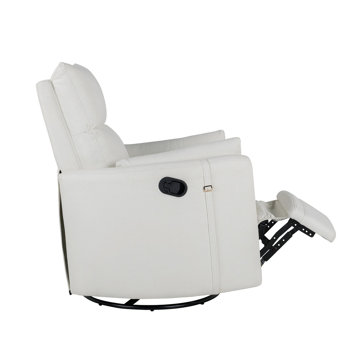 Upholstered Swivel Recliner Manual Rocker Recliner Chair Baby Nursery Chair With Two Removable Pillows For Living Room, Beige Beige Foam Linen