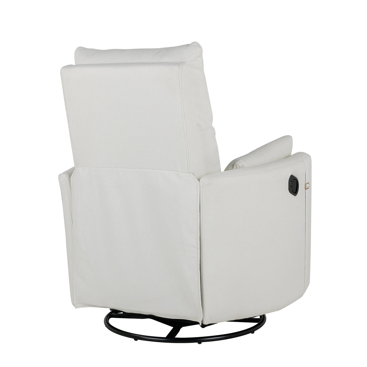 Upholstered Swivel Recliner Manual Rocker Recliner Chair Baby Nursery Chair With Two Removable Pillows For Living Room, Beige Beige Foam Linen