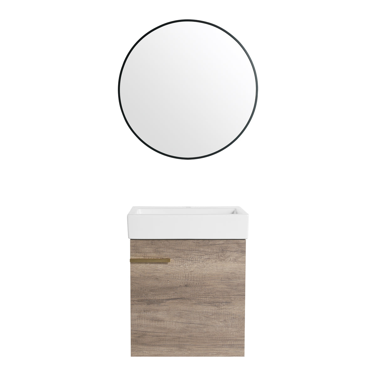 18 Inch Bathroom Vanity With Top, Small Bathroom Vanity And Sink Grey 1 Bathroom Wall Mounted Modern Plywood