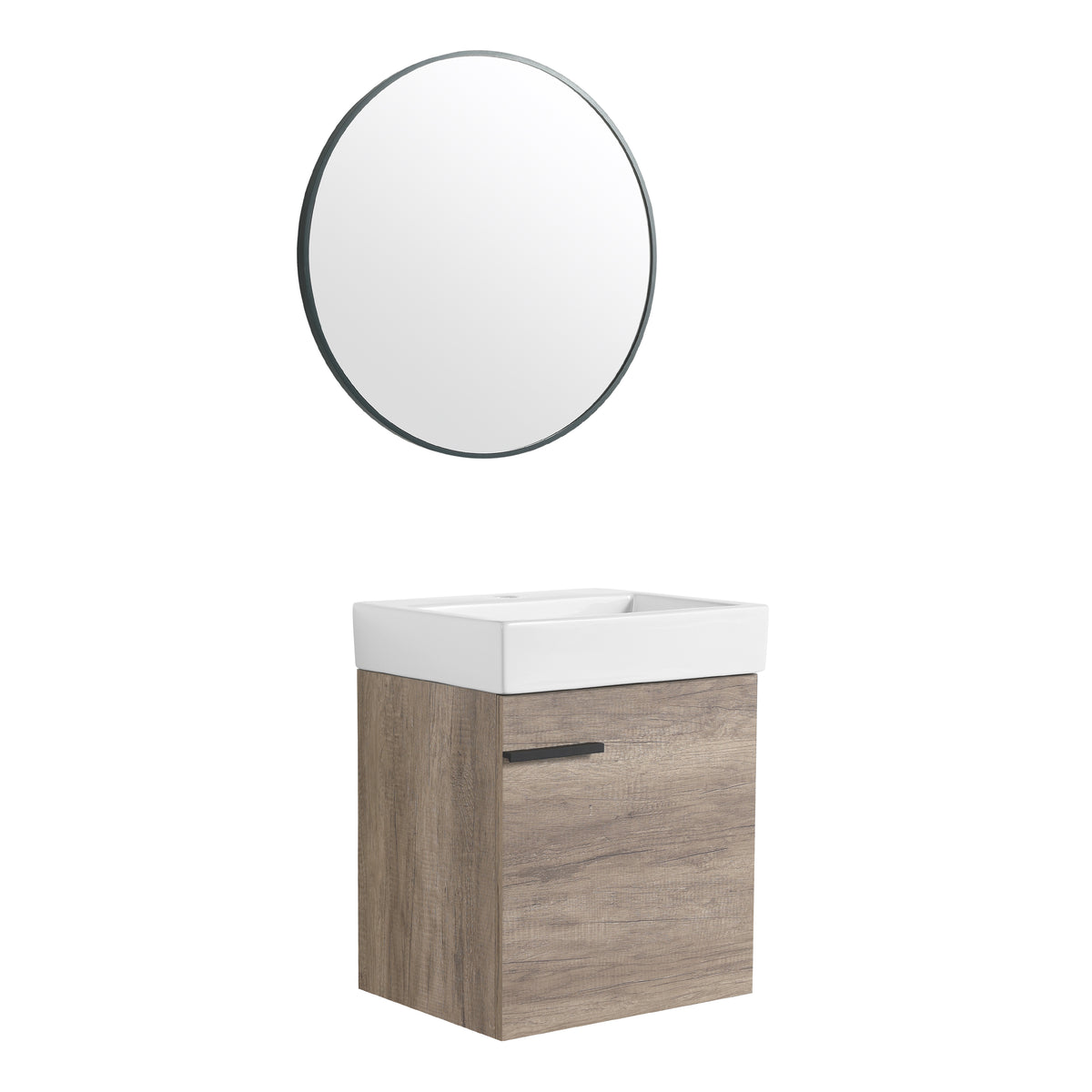 18 Inch Bathroom Vanity With Top, Small Bathroom Vanity And Sink Grey 1 Bathroom Wall Mounted Modern Plywood