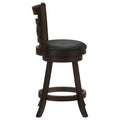 Cappuccino And Black Swivel Counter Height Stool Set Of 2 Solid Black Brown Dining Room Spot Clean Traditional Bar Stools Rubberwood Open Back Wood