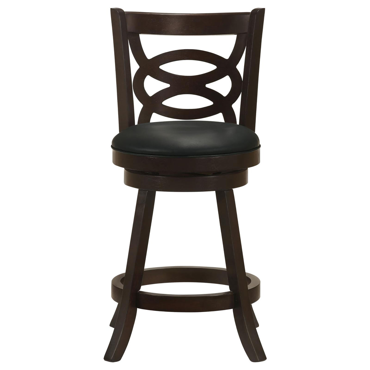 Cappuccino And Black Swivel Counter Height Stool Set Of 2 Solid Black Brown Dining Room Spot Clean Traditional Bar Stools Rubberwood Open Back Wood