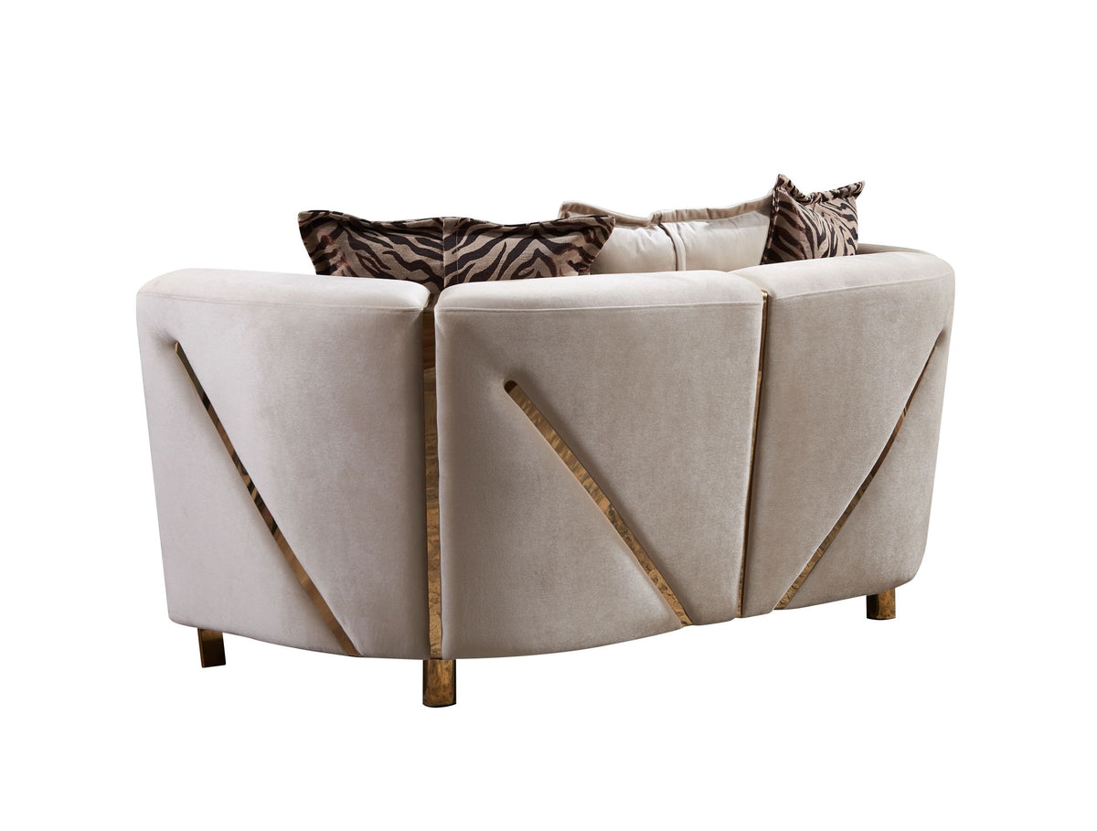Chanelle Thick Velvet Fabric Upholstered Loveseat Made With Wood In Beige Beige Velvet Wood Primary Living Space Cushion Back Contemporary,Modern Velvet Wood