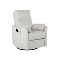 Upholstered Swivel Recliner Manual Rocker Recliner Chair Baby Nursery Chair With Two Removable Pillows For Living Room, Beige Beige Foam Linen