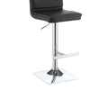 Black And Chrome Adjustable Bar Stool Set Of 2 Solid Black Dining Room Spot Clean Contemporary,Modern Bar Stools Solid Back Foam Upholstered