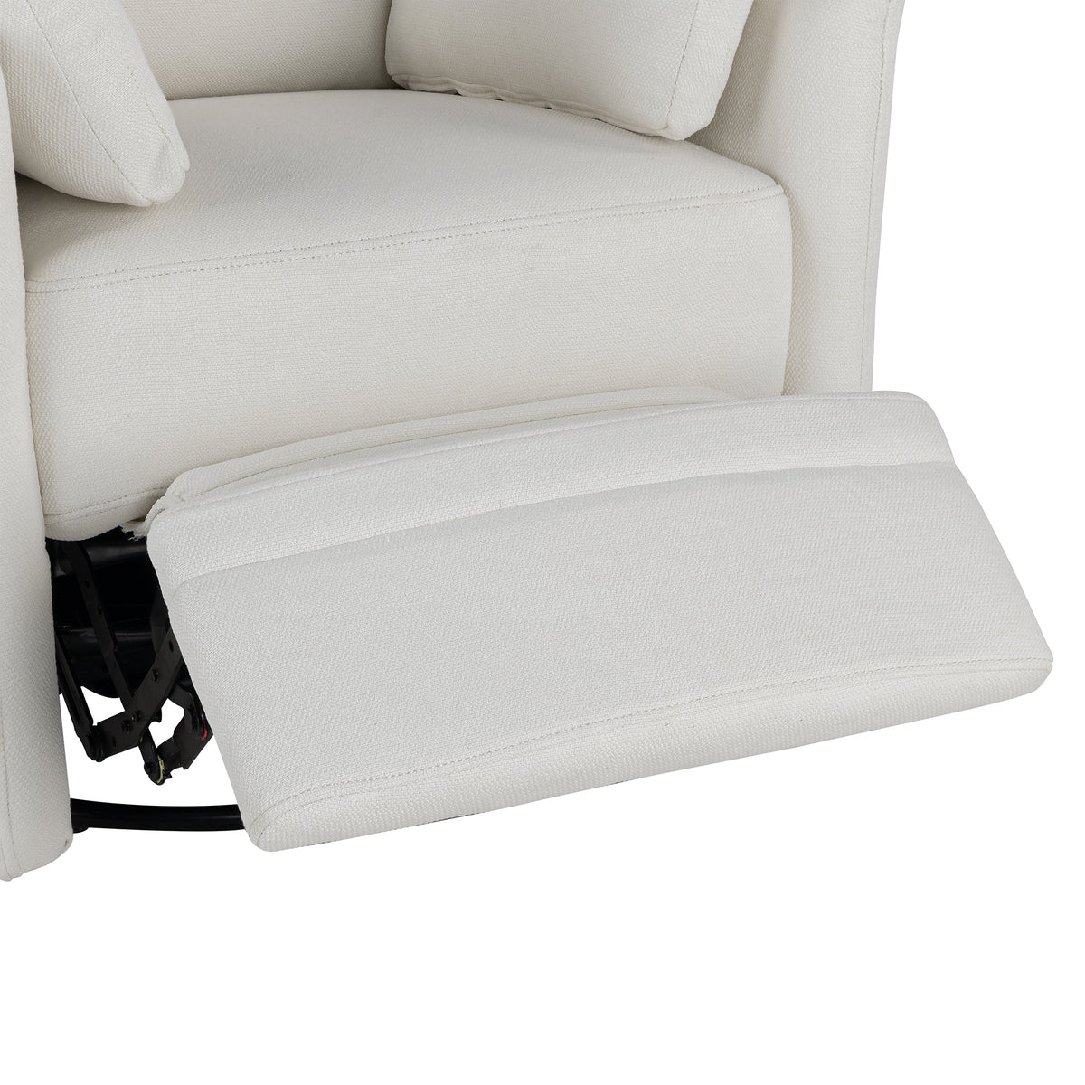 Upholstered Swivel Recliner Manual Rocker Recliner Chair Baby Nursery Chair With Two Removable Pillows For Living Room, Beige Beige Foam Linen