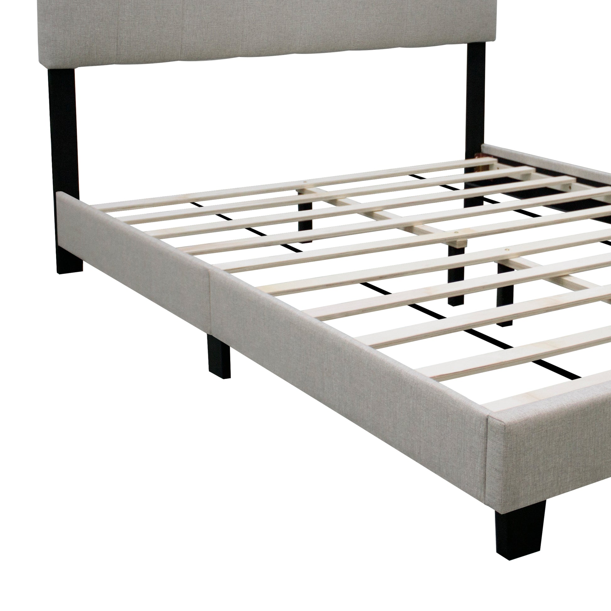 Linen Queen Size Adjustable Headboard Upholstered Bed Frame The Combination Of Modern And Vintage Makes The Whole Visual Effect More Exquisite Box Spring Not Required Queen Linen Wood Espresso Bedroom Minimalist,Modern,Shabby Chic,Ultra Modern Rubberwood