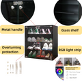 4 Layers Black Shoe Cabinet With Glass Door And Glass Layer Shoes Display Cabinet With Led Light Bluetooth Control Standard 3 4 Spaces Black Primary Living Space Adjustable Shelves Modern Mdf Glass