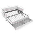 Twin Size Upholstery Daybed With Trundle Bed And Two Storage Drawersflat Arms With Pocket, Extendable Daybed For Bedroom Living Room,Linen Grey Grey Linen