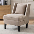Velvet Upholstered Accent Chair With Cream Piping, Tan And Cream Tan Upholstered