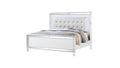 Sterling Full Size Upholstered Led Bed Made With Wood In White Color Full White Wood Bedroom Contemporary,Modern Solid Wood
