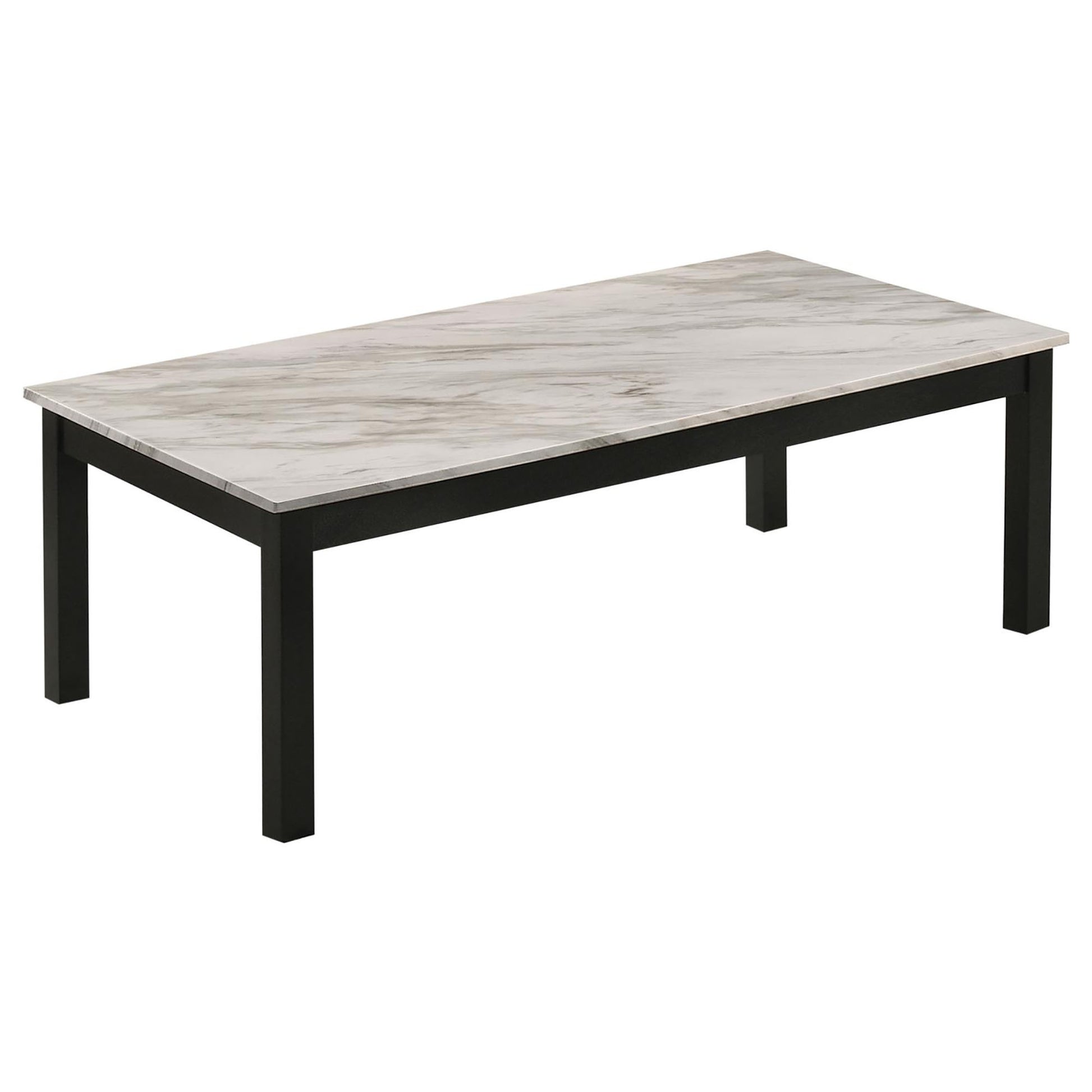 White And Black 3 Piece Occasional Set White White Primary Living Space Transitional Tabeltop Rubberwood Rectangular Coffee & End Tables Wood Parsons