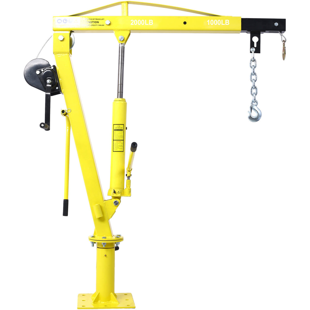 Hydraulic Pickup Truck Crane With Hand Winchpickup Truck Bed Hoist Jib Crane 2000 Lb. Capacity Yellow Yellow Steel