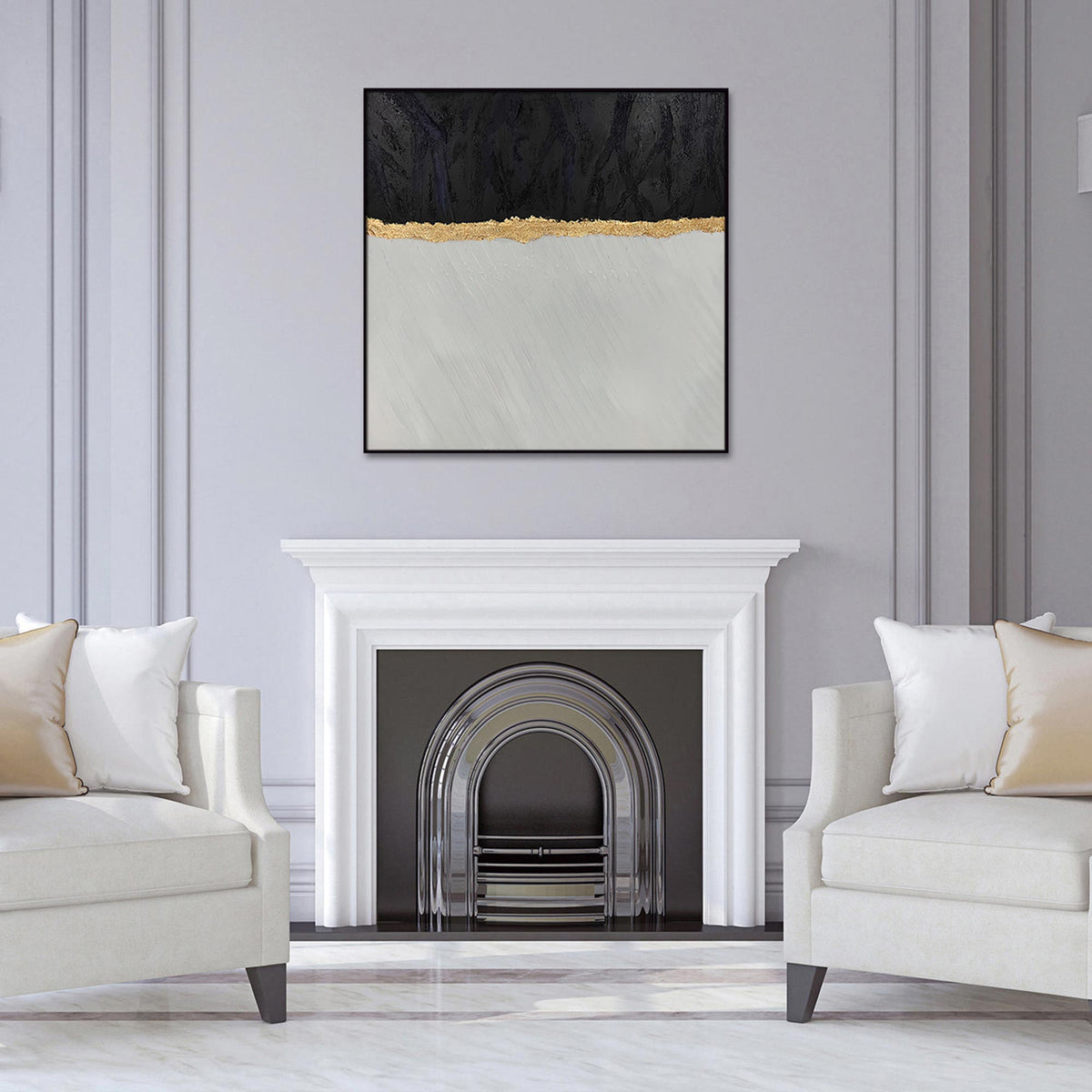 Home Hand Painted "Roots Of Midas" Oil Painting 48"H X 48"W Grey Black Canvas