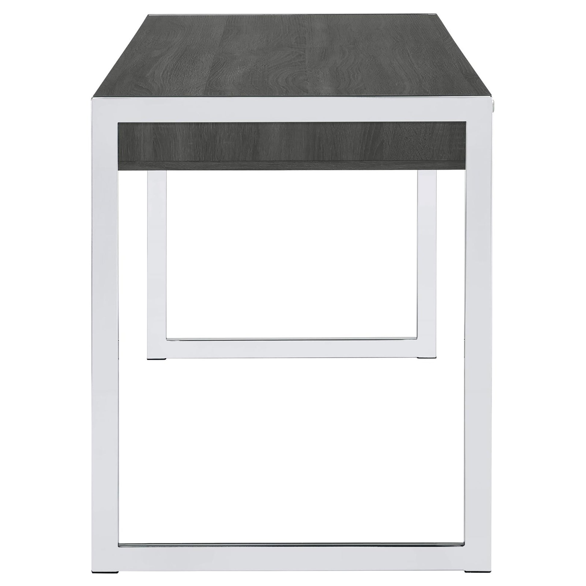 Weathered Grey 2 Drawer Writing Desk Grey Gray Writting Desk Office Contemporary,Modern Rectangular Drawers Desk Polished Wood Sled