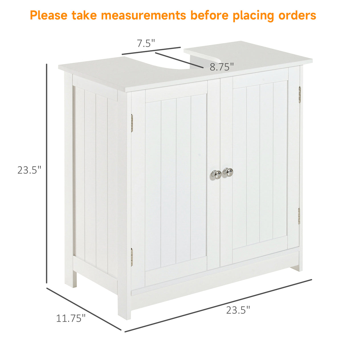24 Pedestal Sink Bathroom Vanity Cabinet White White Mdf