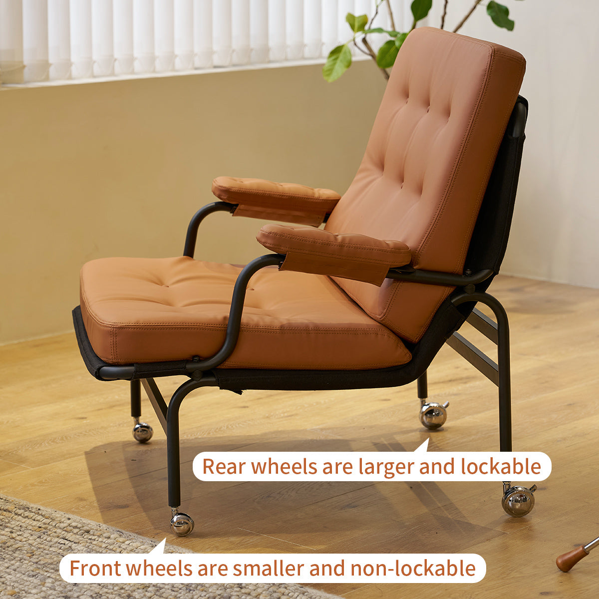 Bonded Leather Armchair, Modern Accent Chair High Back, Living Room Chairs With Metal Legs And Soft Padded, Sofa Chairs For Home Office,Bedroom,Dining Room Brown 1Pc Brown Bonded Leather