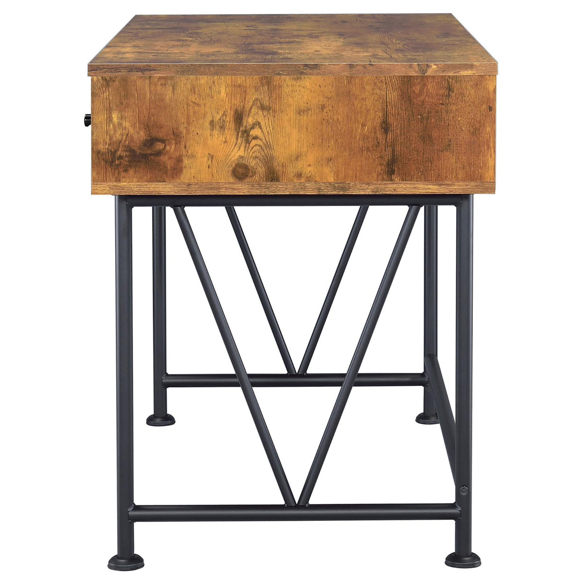 Antique Nutmeg And Black 3 Drawer Writing Desk Brown Brown Writting Desk Office Farmhouse,Rustic Rectangular Drawers Desk Wood H Shape