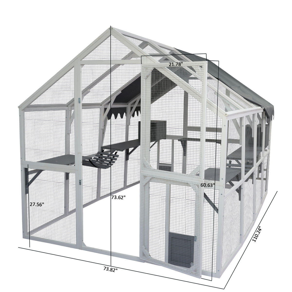 Xpt019 Cat Cage Box Ly House Cute Pet Play Speace Wooden White Big For Backyard Room Natural Solid Wood
