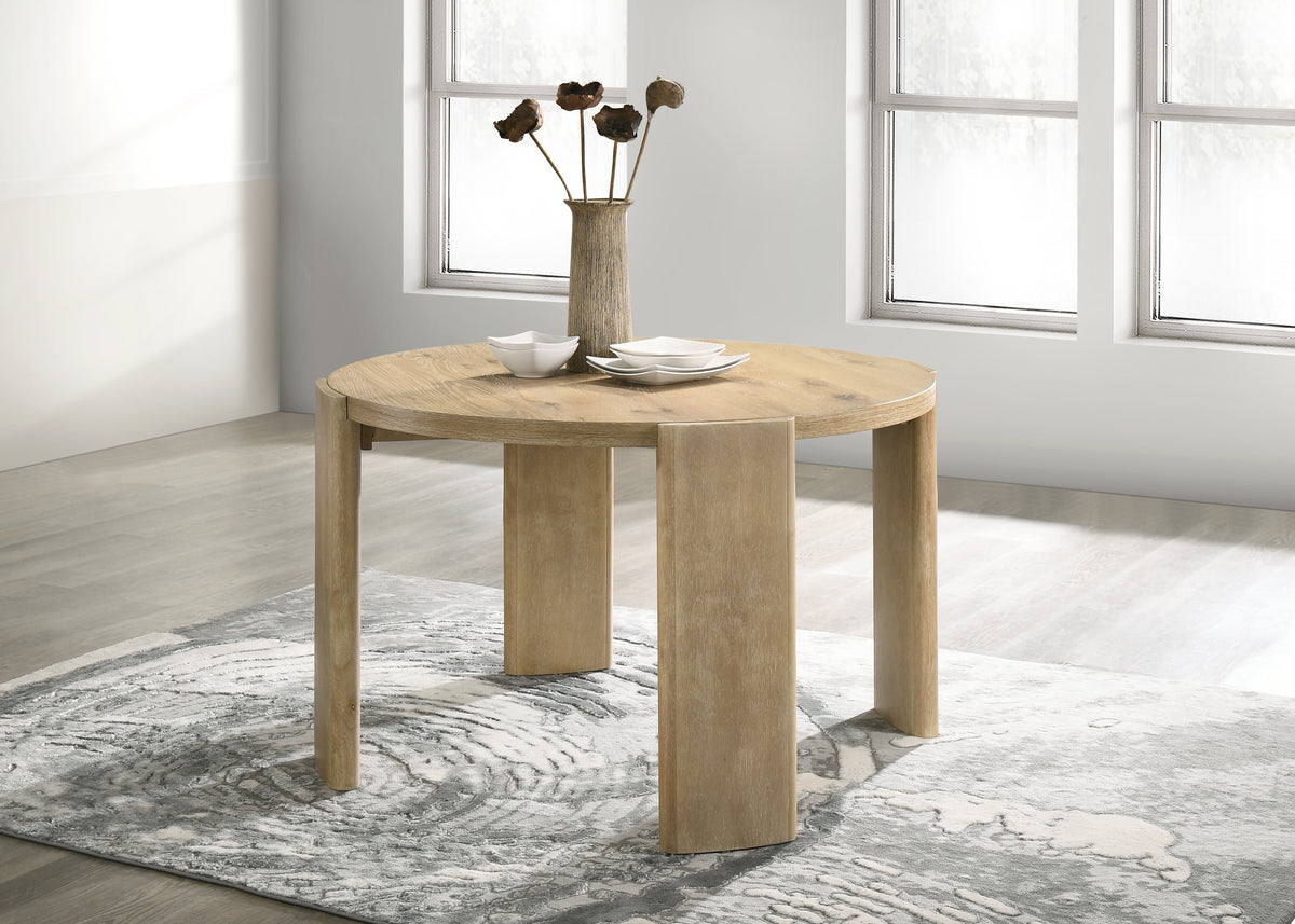 Bowen Oak Finish 47" Round Dining Table Oak Wood