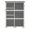 Outdoor 5.5Ft Hx4.1Ft L Wood Storage Shed, Garden Tool Cabinet With Waterproof Asphalt Roof, Four Lockable Doors, Multiple Tier Shelves, White And Gray White Gray Water Resistant Frame Garden &