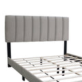 Gray Queen Size Adjustable Upholstered Bed Frame, Vintage Style And Clean Line Design, Popular Style Box Spring Not Required Queen Gray Wood Espresso Bedroom American Design,Minimalist,Modern,Ultra Modern Rubberwood Adjustable Bedbase Fiber Foam And