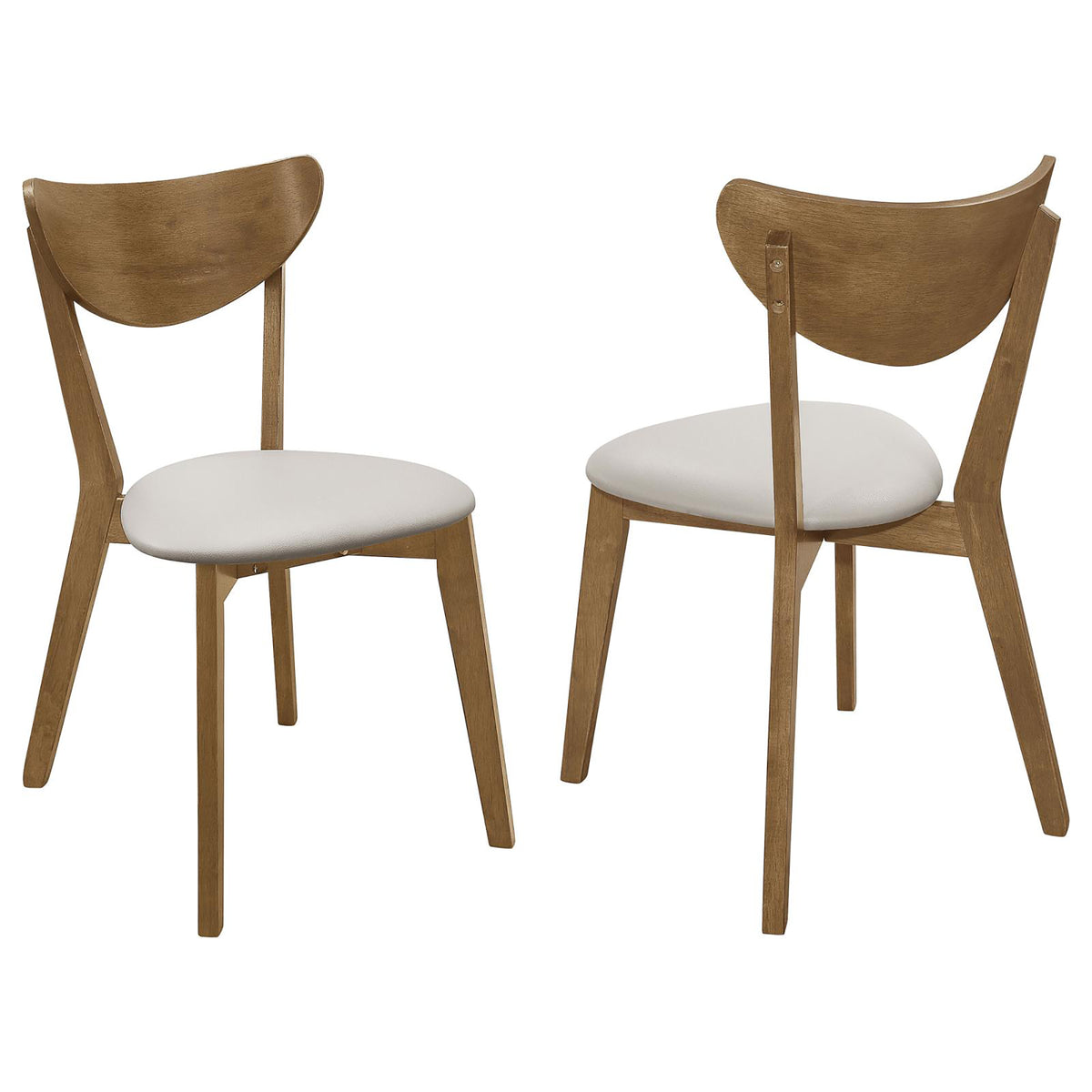Tan And Chestnut Curved Backs Dining Chair Set Of 2 Brown Dining Room Wipe Clean Mid Century Modern Rubberwood Open Back Wood