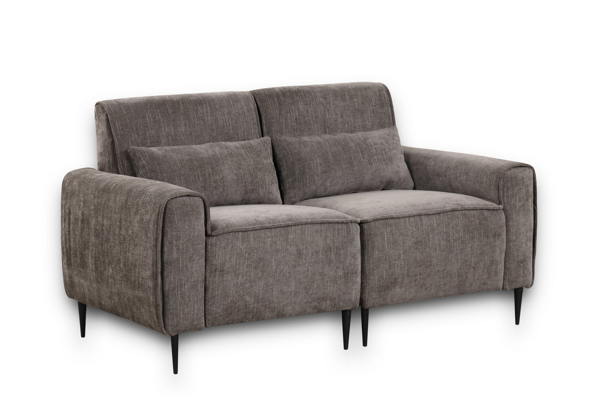 Valentina 62" Gray Chenille Loveseat With Metal Legs And Throw Pillows Gray Chenille