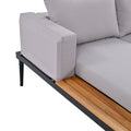 Modern Outdoor Daybed Patio Metal Daybed With Wood Topped Side Spaces For Drinks, 2 In 1 Padded Chaise Lounges For Poolside, Balcony, Deck, Gray Yes Lounge Gray Weather Resistant Frame Fade