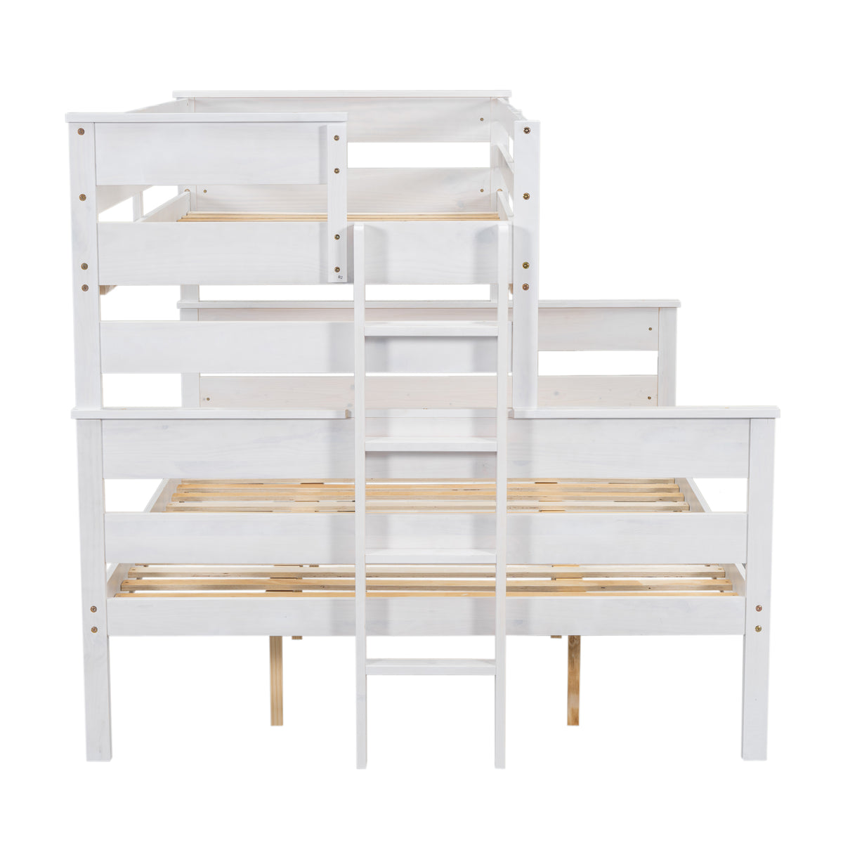 Wood Twin Xl Over Queen Bunk Bed With Ladder, White Box Spring Not Required White Wood Bedroom Bunk Solid Wood Mdf