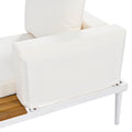 Modern Outdoor Daybed Patio Metal Daybed With Wood Topped Side Spaces For Drinks, 2 In 1 Padded Chaise Lounges For Poolside, Balcony, Deck, Beige Yes Lounge Beige Weather Resistant Frame Fade