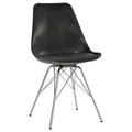 Black And Chrome Padded Dining Chair Set Of 2 Solid Black Dining Room Spot Clean Contemporary,Modern Side Chair Solid Back Metal