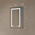 Lighted Medicine Cabinet 20 X 32 Inch, Recessed Or Surface Led Medicine Cabinet, Clock, Room Temp Display,Defog,Night Light,Stepless Dimming,3000K 6400K, Outlets & Usbs,Hinge On The Left Silver Aluminium