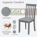 Wooden Dining Chairs Set Of 4, Kitchen Chair With Padded Seat, Upholstered Side Chair For Dining Room, Living Room, Gray Gray Dining Room Rubberwood Rubber Wood