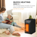 Electric Space Heater For Indoor Use, 1500W Fast Heating Portable Electric Heater With Infrared Quartz Heat Element, Thermostat, 3 Modes, Remote, 12H Timer Black Plastic