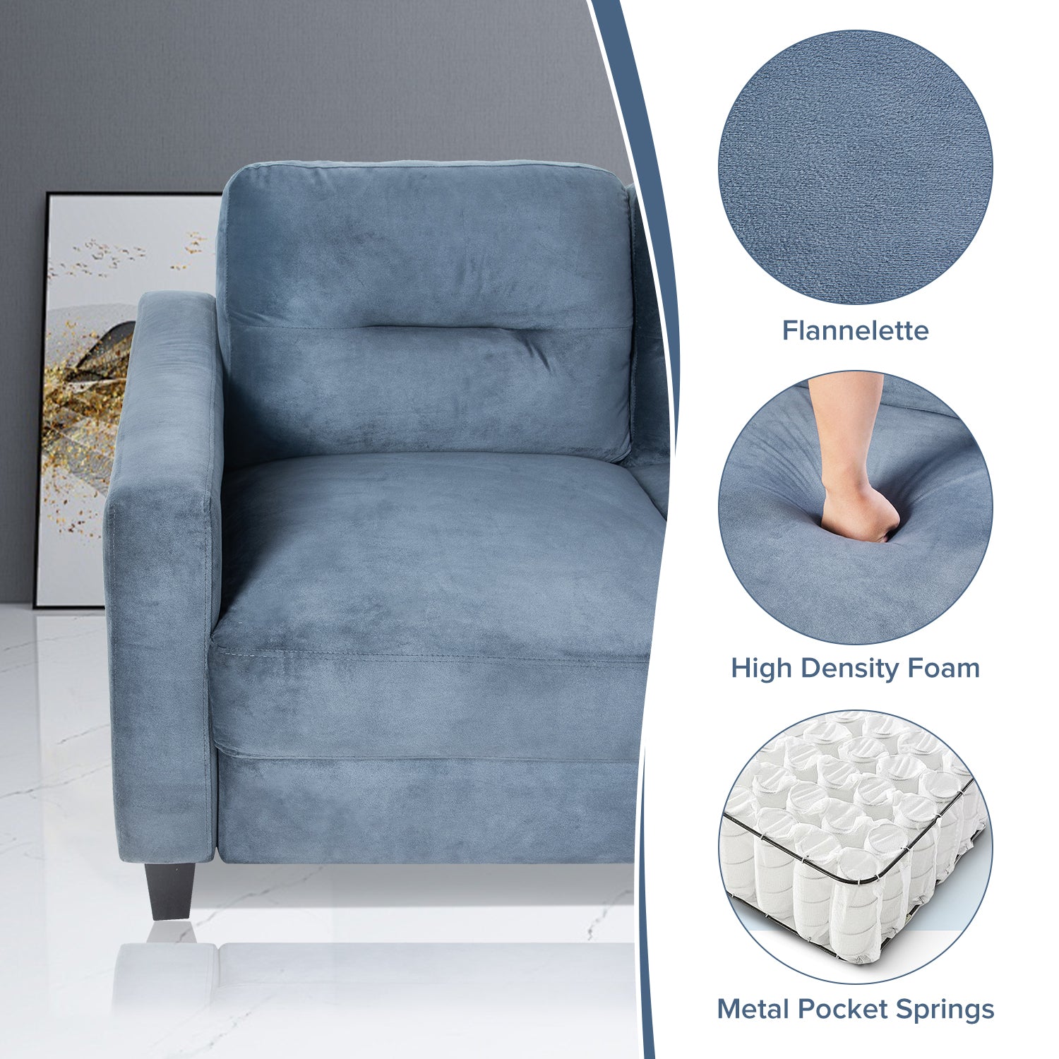 Couch Comfortable Sectional Couches And Sofas For Living Room Bedroom Office Small Space Gray Velvet 1 Seat