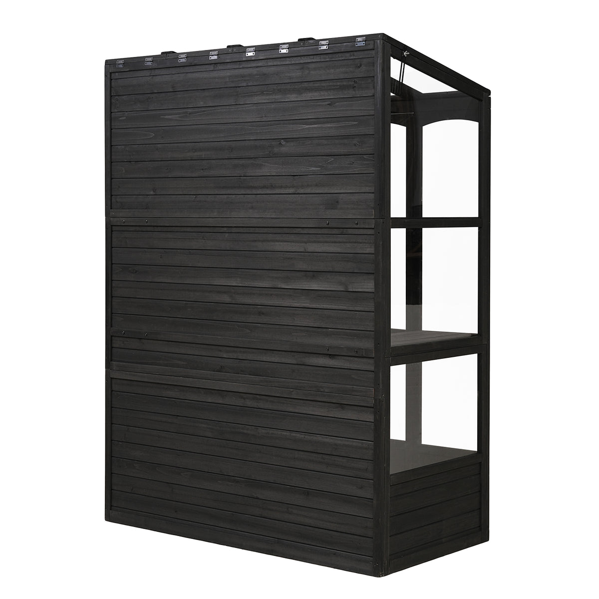 78 Inch Wooden Greenhouse Cold Frame With 4 Independent Skylights And 2 Folding Middle Shelves, Walk In Outdoor Greenhouse, Black Black Seats 2 Garden & Outdoor Casual Wood