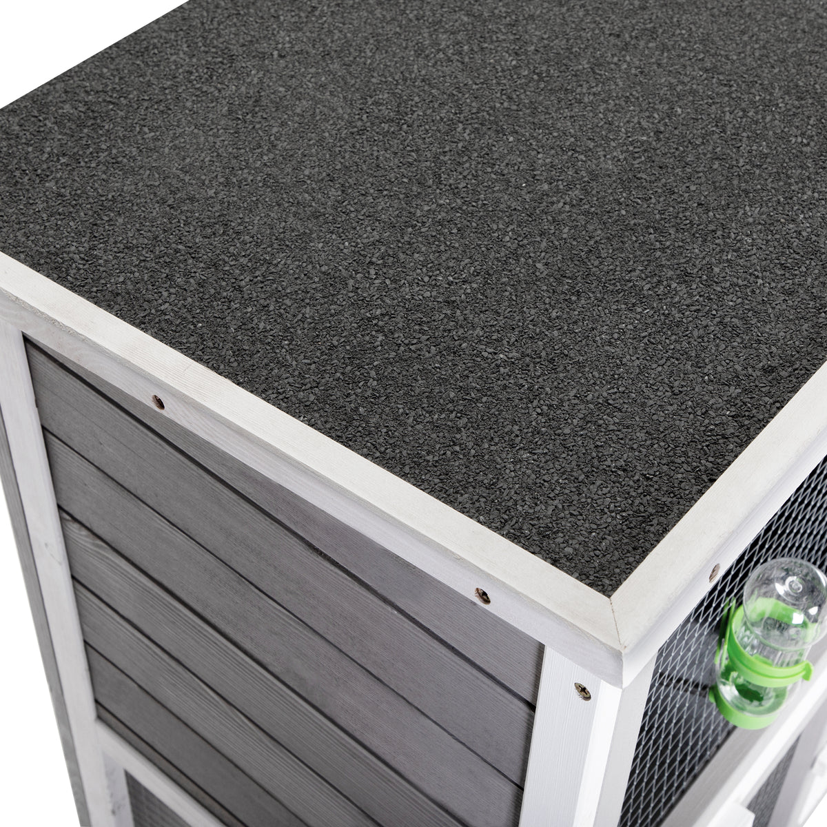Wooden Rabbit Hutch With Pull Out Tray, Weatherproof 2 Tier Bunny Run Cage, Outdoor Animal Enclosure For Multiple Pets Gray Gray Wood