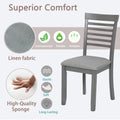 Wooden Dining Chairs Set Of 4, Kitchen Chair With Padded Seat, Upholstered Side Chair For Dining Room, Living Room, Gray Gray Dining Room Rubberwood Rubber Wood