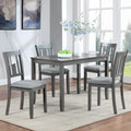 Wooden Dining Chairs Set Of 4, Kitchen Chair With Padded Seat, Upholstered Side Chair For Dining Room, Living Room, Gray Wood Gray Solid Back Seats 4 Dining Room Rubberwood Rubber Wood