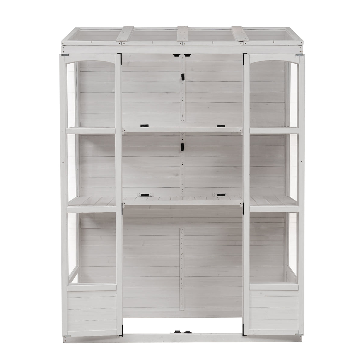 78 Inch Wooden Greenhouse Cold Frame With 4 Independent Skylights And 2 Folding Middle Shelves, Walk In Outdoor Greenhouse, White White Seats 2 Garden & Outdoor Casual Wood