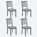 Wooden Dining Chairs Set Of 4, Kitchen Chair With Padded Seat, Upholstered Side Chair For Dining Room, Living Room, Gray Gray Dining Room Rubberwood Rubber Wood
