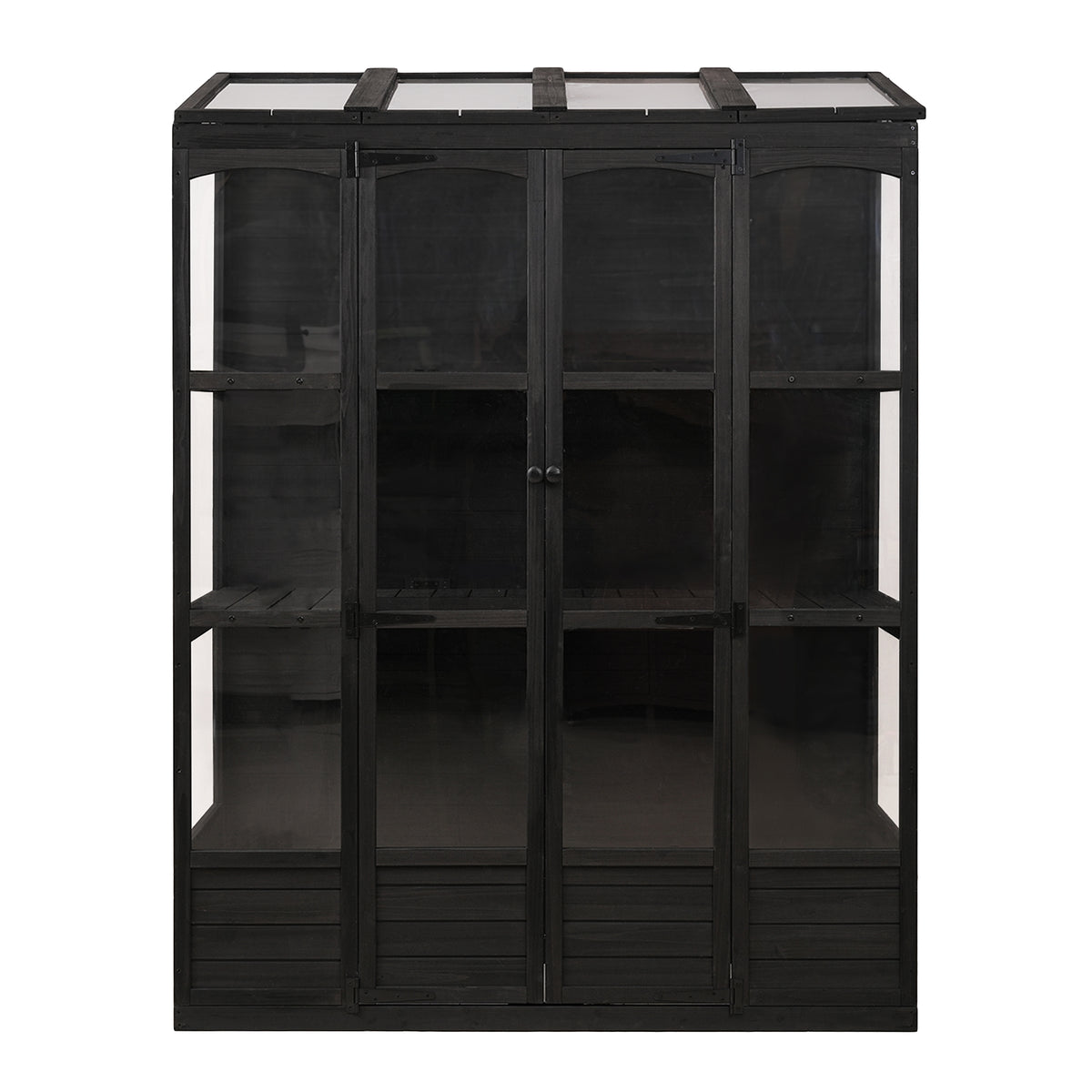 78 Inch Wooden Greenhouse Cold Frame With 4 Independent Skylights And 2 Folding Middle Shelves, Walk In Outdoor Greenhouse, Black Black Seats 2 Garden & Outdoor Casual Wood