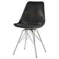 Black And Chrome Padded Dining Chair Set Of 2 Solid Black Dining Room Spot Clean Contemporary,Modern Side Chair Solid Back Metal