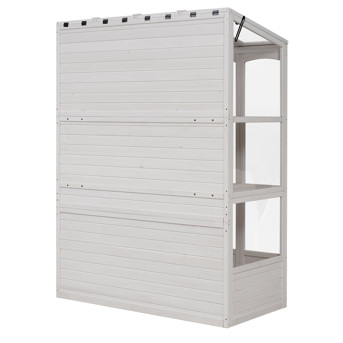 78 Inch Wooden Greenhouse Cold Frame With 4 Independent Skylights And 2 Folding Middle Shelves, Walk In Outdoor Greenhouse, White White Seats 2 Garden & Outdoor Casual Wood